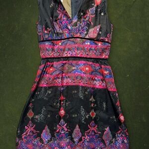 TRUE VINTAGE 1960s  California Brocade Psychedelic Paisely Mini Dress -  XS/S